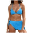 thumbnail image 1 of Women's Bikini Sets Two Piece Swimsuit High Waisted V Neck Twist Front Adjustable Spaghetti Straps Bathing Suit Gibobby(XS,Light Blue), 1 of 9