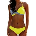 thumbnail image 1 of Women's Bikini Sets Two Piece Swimsuits Twist Halter Triangle Top with Bottoms Color Block Swimwear Plus Size (X-Large, Gray), 1 of 7