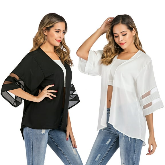 Women’s Bikini Swimsuit Cover Up, Chiffon Beach Bikini Bathing Suit Cover Up Summer Long Sleeve