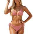 thumbnail image 1 of Women's Bikini Swimsuit Halter Triangle Top String Bottom Cheeky Crisscross Back Tie Side High Cut Beach Swimwear Adjustable Strap, 1 of 5