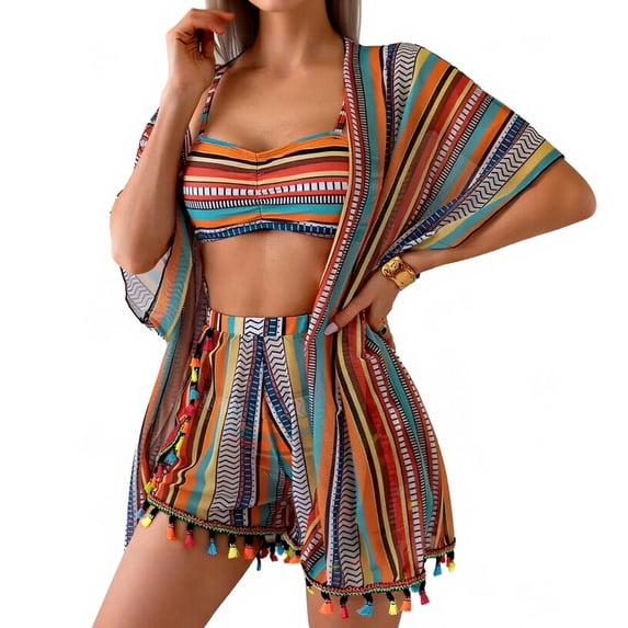 Women's Bikini Swimsuit Reversible Adjustable Spaghetti Straps Triangle Top Two Tone High Waisted Beach Bathing Suit