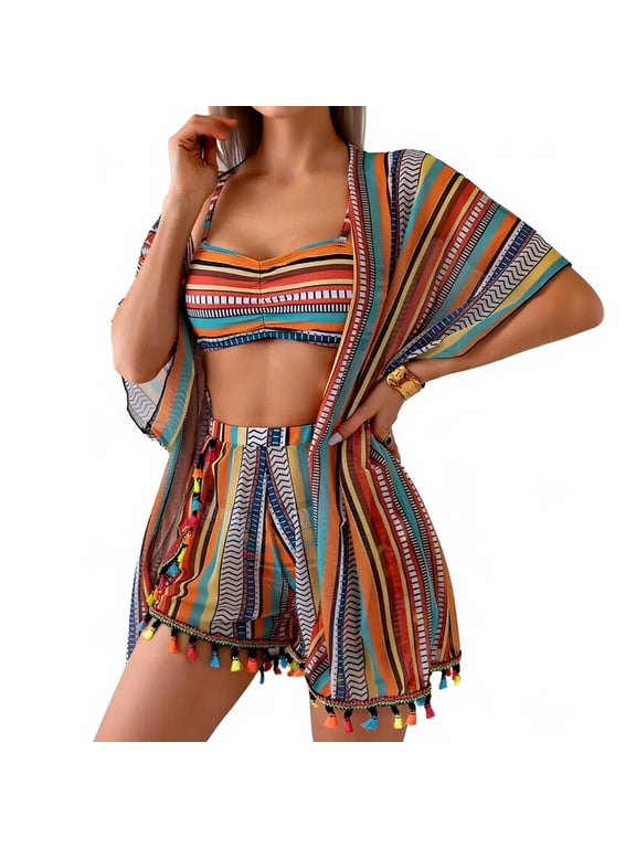 Women's Bikini Swimsuit Reversible Adjustable Spaghetti Straps Triangle Top Two Tone High Waisted Beach Bathing Suit