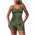 thumbnail image 1 of Women's Bikini Swimsuit V Neck High Waisted Textured Cutout Push Up Underwire Support Cheeky Beach Bathing Suit Tummy Control, 1 of 3