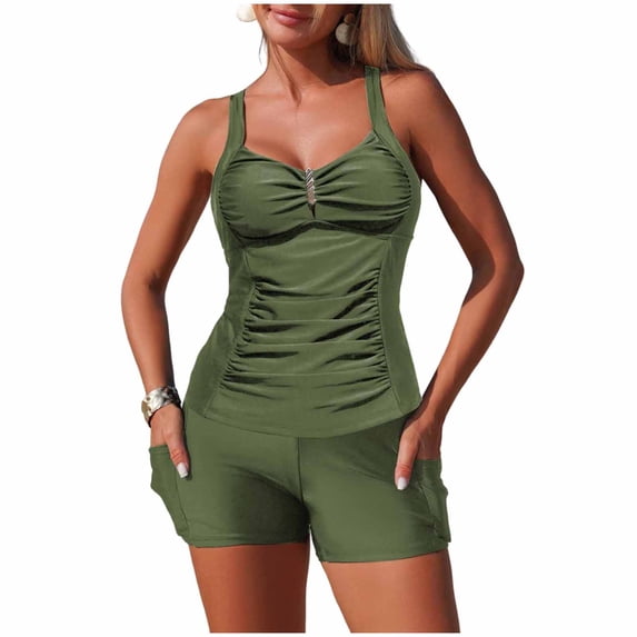 Women's Bikini Swimsuit V Neck High Waisted Textured Cutout Push Up Underwire Support Cheeky Beach Bathing Suit Tummy Control