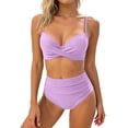 thumbnail image 1 of Women's Bikini Swimsuits 2 Piece Bathing Suits for Women High Waist Bikini Strappy Tankini Top and Swim Bottoms Solid Color Two Piece Swimsuit for Beach Pool, 1 of 5