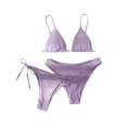 thumbnail image 1 of Women's Bikini Swimsuits, 2 Piece Swimsuit for Women, Swimming Suits for Women, Women's Two Piece Bikini Swimsuit Ribbed Triangle Top Bathing Suits String Cheeky Bikini Sets, Light Purple XL, 1 of 4