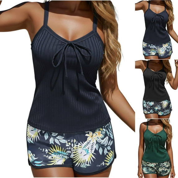 Women's Bikini Swimsuits Plus Size Women Sleeveless Bathing Suit Two-Piece Floral Print Sport Swimwear