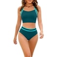 thumbnail image 1 of Women's Bikini Swimsuits Sevevn Women's High Waisted Bikini Sets Two Piece Swimsuits Sporty Tummy Control Bathing Suit Color Block Swim Suit Mint Green S, 1 of 8
