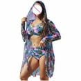 thumbnail image 1 of Women's Bikini Swimsuits Sexy 3 Piece Hawaiian Bathing Suits Tummy Control Straps Swimsuits Beach Kimono Cardigans, 1 of 7
