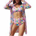 thumbnail image 1 of Women's Bikini Swimsuits Sexy 3 Piece Hawaiian Bathing Suits Tummy Control Straps Swimsuits Beach Kimono Cardigans, 1 of 7