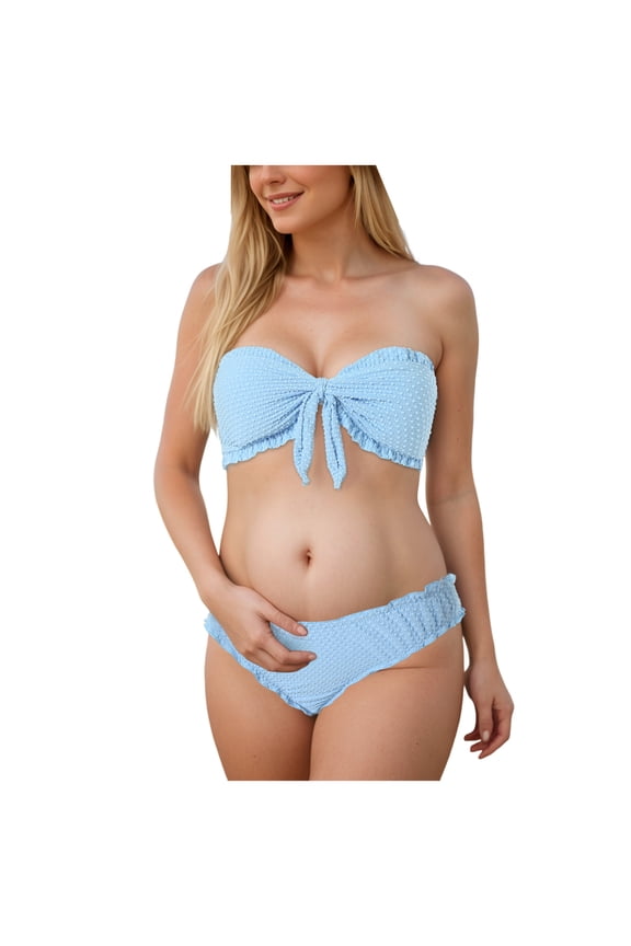 Women's Bikini Swimsuits for Women Bathing Suits Top Ruched Two Piece Tummy Control Round Neck with V-Wire Swim Suits Gibobby(S,Blue)