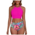thumbnail image 1 of Women's Bikini Swimsuits for Women Bathing Suits Top Ruched Two Piece Tummy Control Round Neck with V-Wire Swim Suits Gibobby(S,RD2), 1 of 9