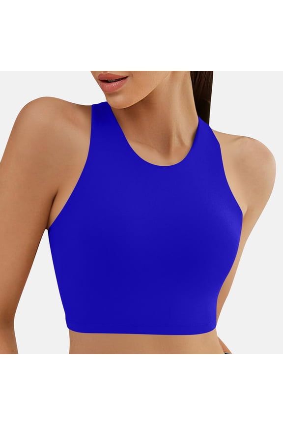 Women's Bikini Top Solid Color Backless Bandage Swim Top With Wave Texture Stretchy Soft Sexy Bathing Suit Top for Summer Beach Pool Vacation And Daily Swimming Wear Blue L
