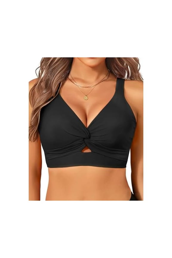 Women's Bikini Top - Supportive Swimsuit for Large Bust - 2025 Cut Out Twist Swim Top