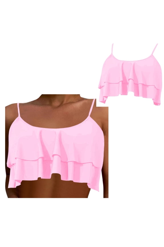 Women's Bikini Tops Padded High Neck Sports Bra Ruffle Swim Top Swim Tank Top Women
