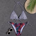 thumbnail image 1 of Women's Bikinis Tropical Print Two Piece Bikini Set Tie Side Halter Bathing Suits Summer Beach Vacation Swimsuit for Women Multicolor-5 M, 1 of 8