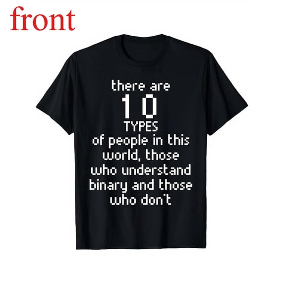 Women's Binary Humor Graphic Breathable T Shirt Casual Comfortable Short Sleeve Round Neck Top Black S-5XL
