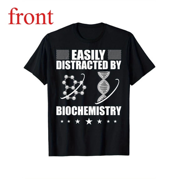 Women's Biochemistry Graphic Breathable T Shirt Comfortable Short Sleeve Round Neck Top Black S-5XL