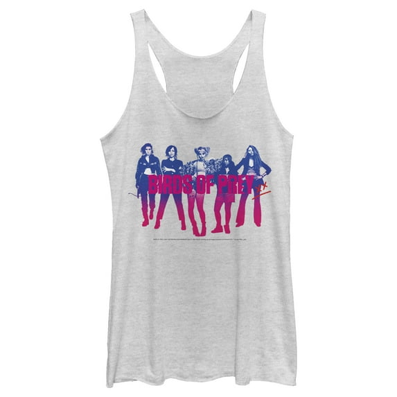 Women's Birds of Prey Harley's Entourage Racerback Tank Top White Heather Medium