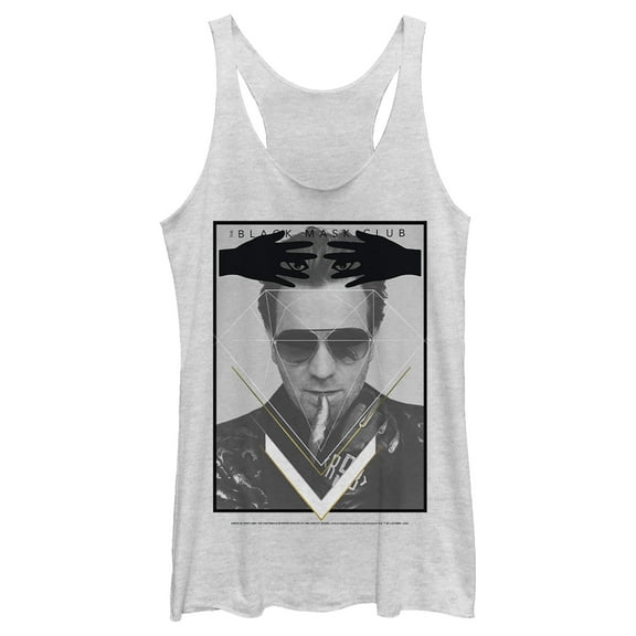 Women's Birds of Prey Mask Villain  Racerback Tank Top White Heather Medium