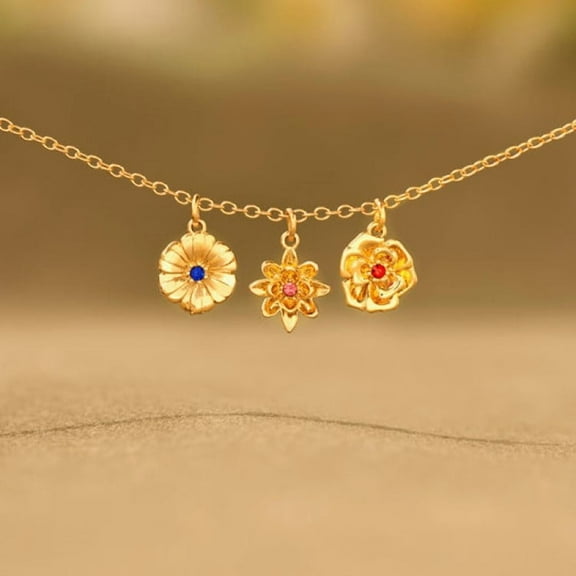 Women's Birth Flower Necklace Decoration
