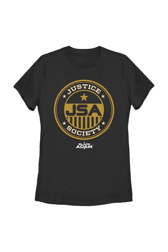 Women's Black Adam Hero Group Logo Graphic Tee Black Medium