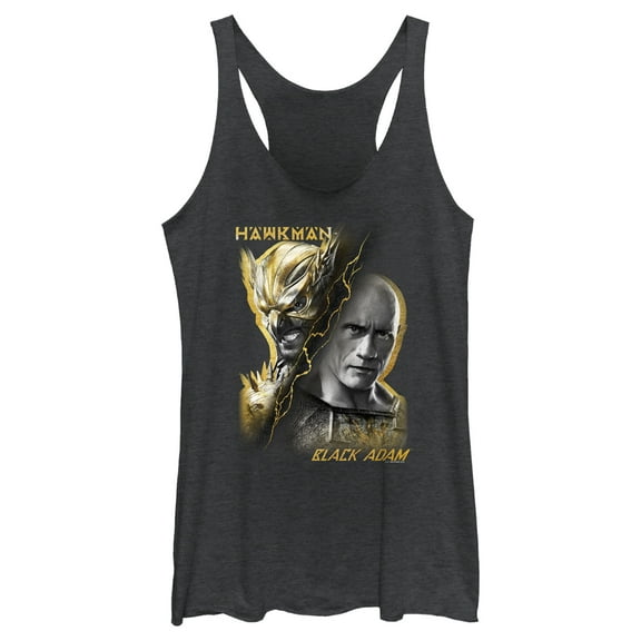 Women's Black Adam Man VS Myth  Racerback Tank Top Black Heather X Large