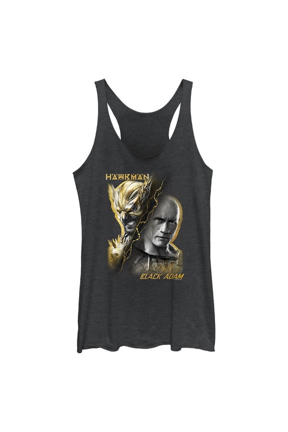 Women's Black Adam Man VS Myth Racerback Tank Top Black Heather X Large