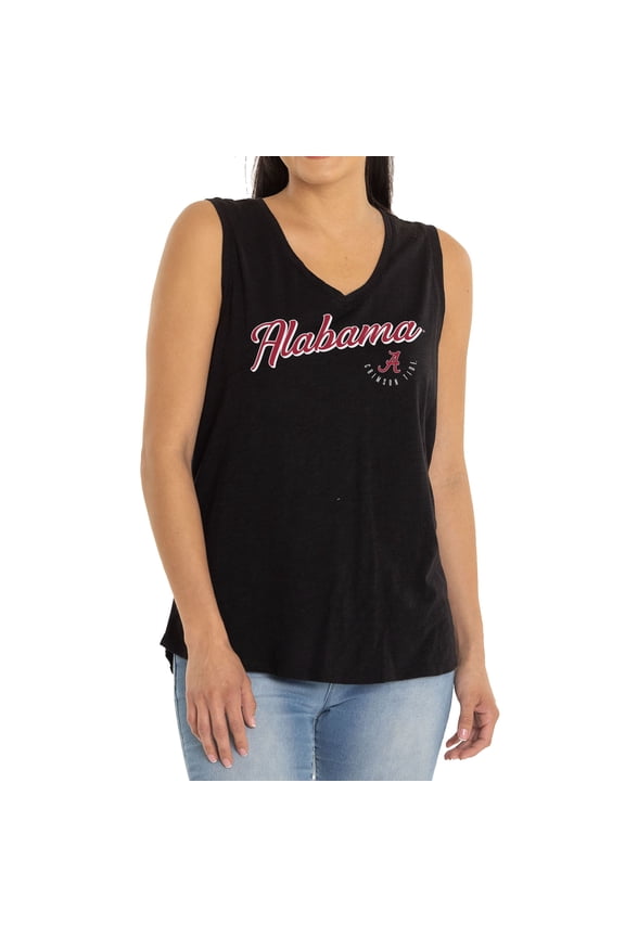Women's Black Alabama Crimson Tide Sloan Slub V-Neck Tank Top