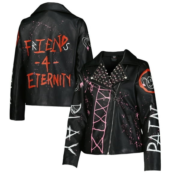 Women's Black Alexa Bliss Friends for Eternity Full-Zip Faux Leather Jacket