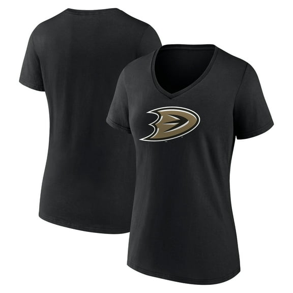 Women's Black Anaheim Ducks  Secondary Logo V-Neck T-Shirt