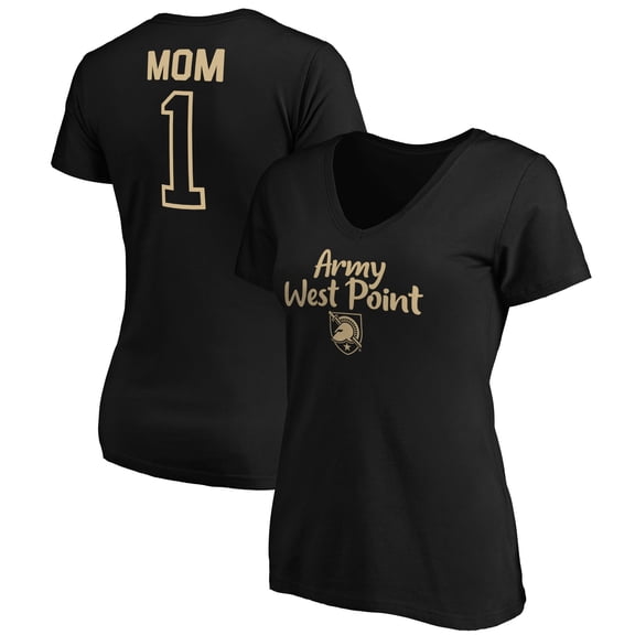 Women's Black Army Black Knights #1 Mom V-Neck T-Shirt