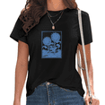 thumbnail image 1 of Women's Black Art Nouveau Sunflower Print T-Shirt Casual Short Sleeve Tees for Vintage Floral Lover Tops S-5XL, 1 of 5
