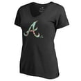 thumbnail image 1 of Women's Black Atlanta Braves Lovely V-Neck T-Shirt, 1 of 3