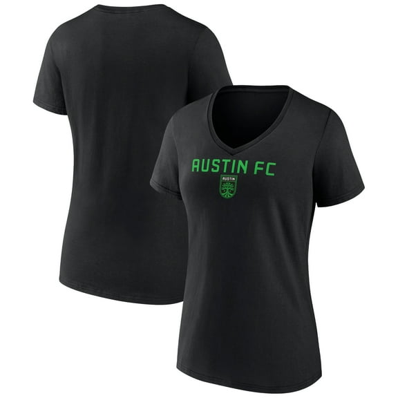 Women's Black Austin FC Victory Arch Logo V-Neck T-Shirt