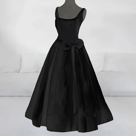 DailyTrove Women's Black Ball Gown, Sleeveless, Formal Event & Wedding Wear, Durable Satin Blend, Fit & Flare, Plus Size Friendly