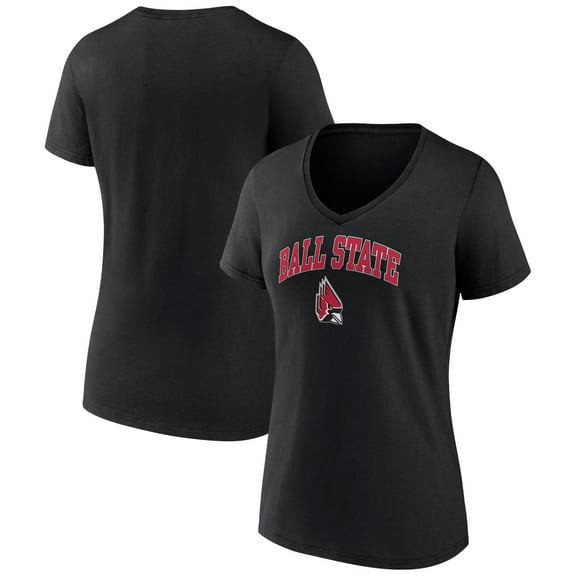 Women's Black Ball State Cardinals Campus V-Neck T-Shirt