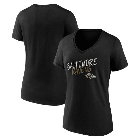 Women's Black Baltimore Ravens Hustle V-Neck T-Shirt
