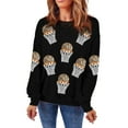 thumbnail image 1 of Women's Black Basketball Patched Game Day Crew Neck Graphic Sweatshirt | [ZhiHiMeRi] | (US 20-22)2XL, 1 of 5