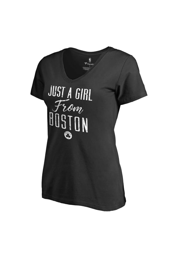 Women's Black Boston Celtics Just a Girl V-Neck T-Shirt