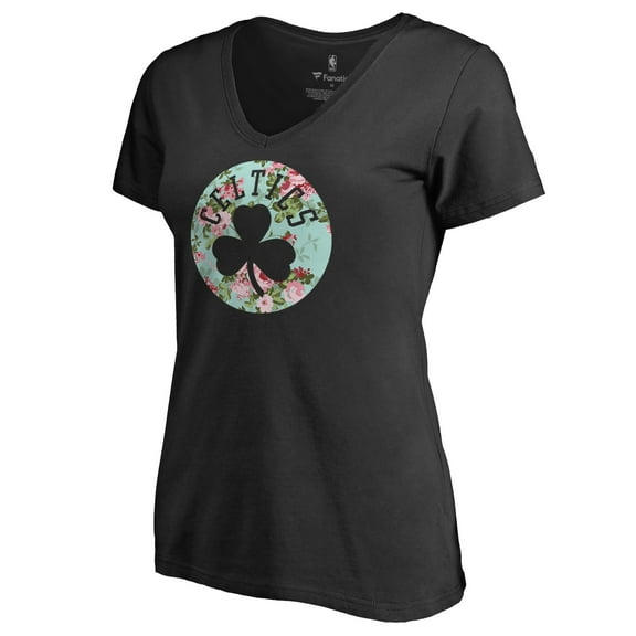 Women's Black Boston Celtics Lovely V-Neck T-Shirt