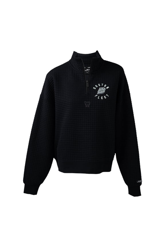 Women's Black Boston Fleet Quilted Half-Zip Jacket