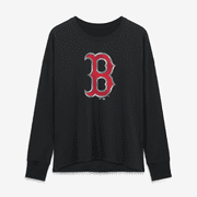 Womens Black Boston Red Sox Metallic Mascot Long Sleeve T-Shirt