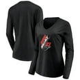 thumbnail image 1 of Women's Black Bubba Wallace Three Wide V-Neck Long Sleeve T-Shirt, 1 of 3