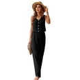 thumbnail image 1 of Women's Black Buttoned Vest and Drawstring Wide Leg Pants 2-Piece Set for Casual Elegance - [ZhiHiMeRi] | (US 12-14)L, 1 of 7