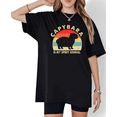 thumbnail image 1 of Women's Black Capybara Is My Spirit Animal Print Tshirt Retro Sunset Graphic Tees Casual Animal Lover Shirts Stylish Daily Tops S-5XL, 1 of 5