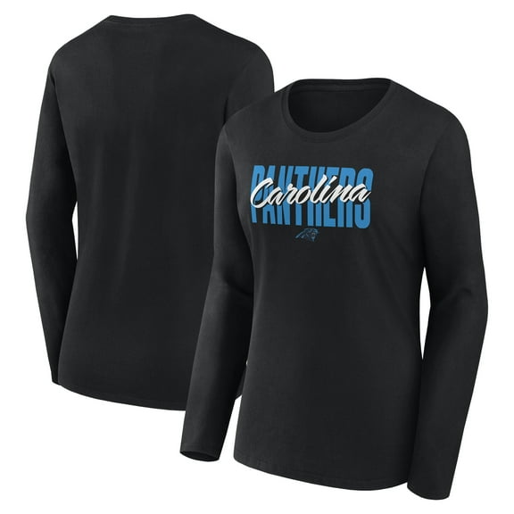 Women's Logo Athletic Black Carolina Panthers Grip Long Sleeve T-Shirt