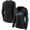thumbnail image 1 of Women's Black Carolina Panthers Hometown Sweep Long Sleeve V-Neck T-Shirt, 1 of 3