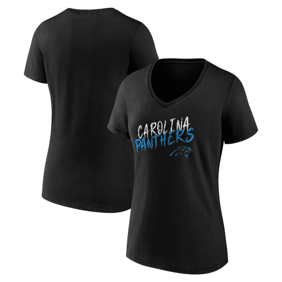 Women's Black Carolina Panthers Hustle V-Neck T-Shirt