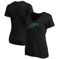 thumbnail image 1 of Women's Black Carolina Panthers Midnight Mascot Logo V-Neck T-Shirt, 1 of 3